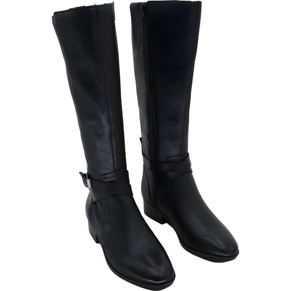 Naturalizer Rena Riding Boots Black Leather Zip Buckle Women's US 5.5M - Picture 1 of 6